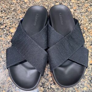 Rothy's Black Crisscross Sandals the Weeknd slide in black size 8